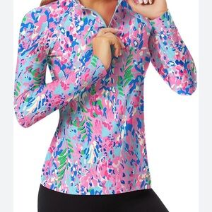 WOWENY Women Athletic Shirt 1/4 Zip Pullover Collared Multicolor Tennis Golf M